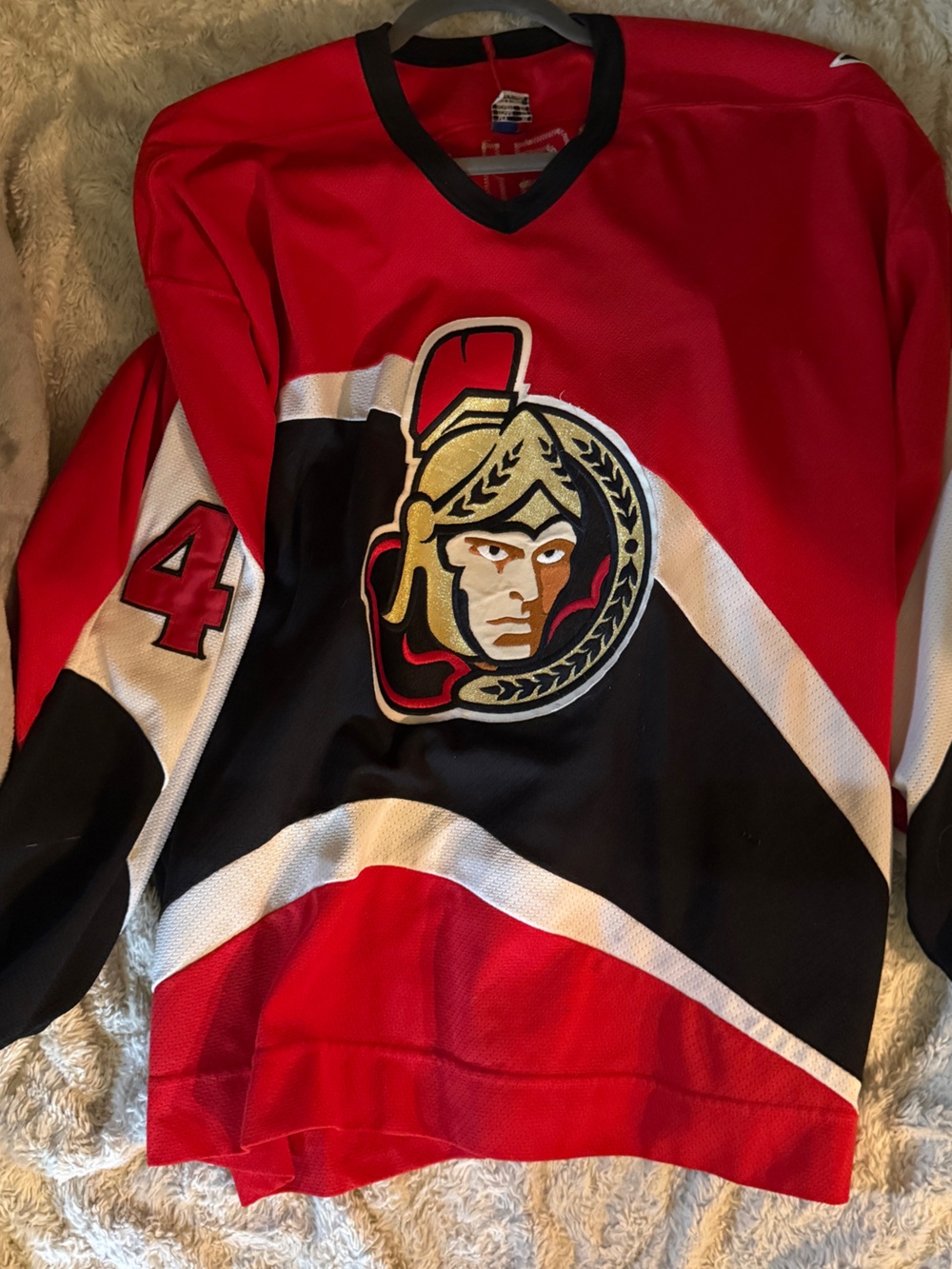 CCM Red Black White Hockey Jersey with Crest